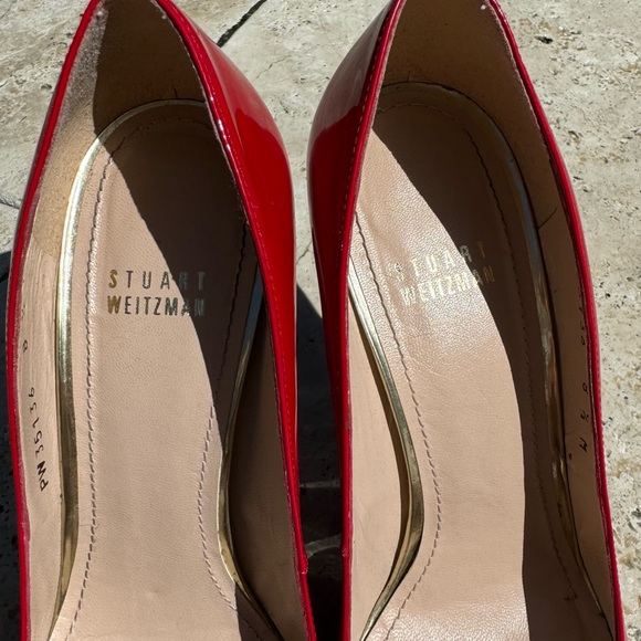 Stuart Weitzman Red Patent Leather Stuart Pumps Size 8.5 - Picture 3 of 9